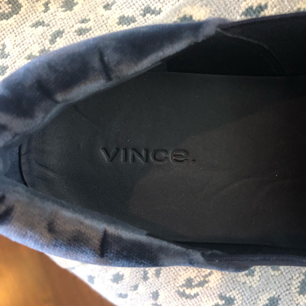 Vince Navy Velvet Slip-On Sneakers with White Sole - Picture 5 of 6